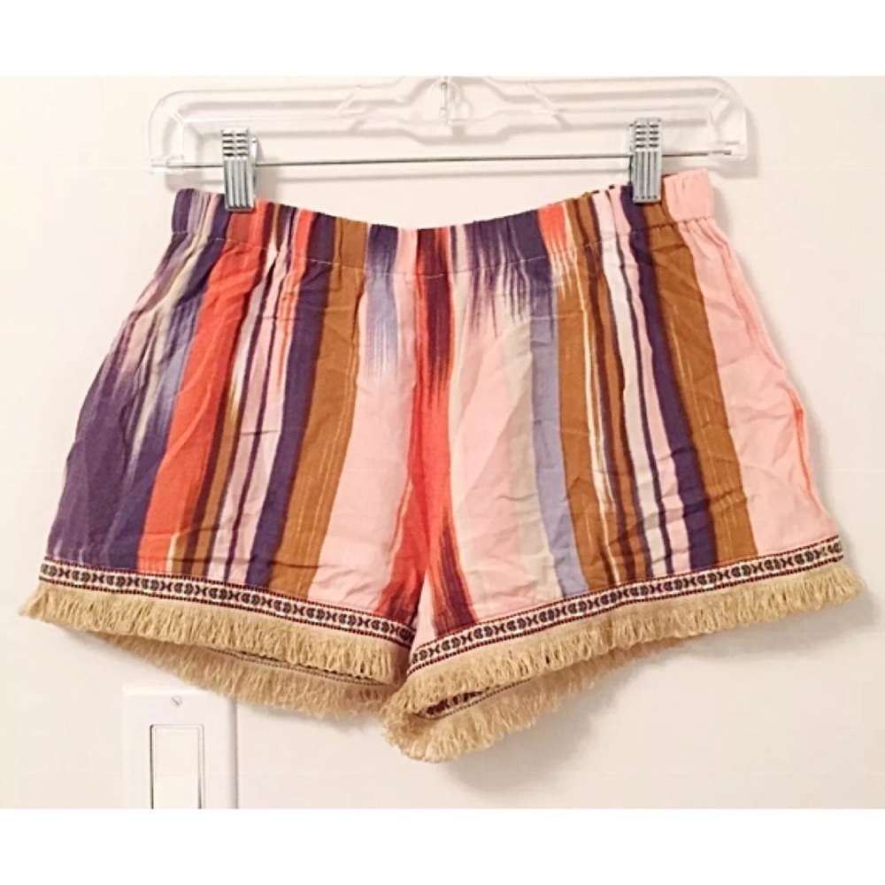 Band of Gypsies Striped Fringe Hem Shorts – XS